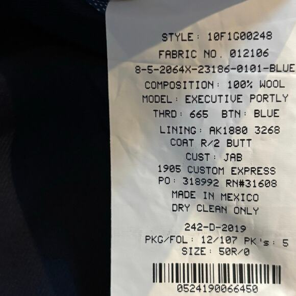 Jos. A. Bank Sport Coat Deep Indigo Blue Wool 2 Button Double Vent Jacket 50R - Picture 6 of 8